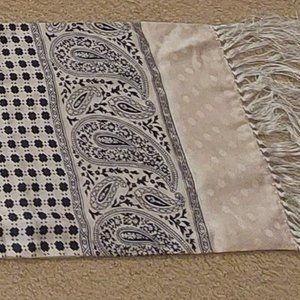 Navy/ivory silk scarf, new with tags
